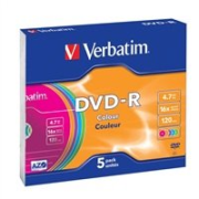 VERBATIM DVD-R Slim colour 5pack 16x/4,7GB