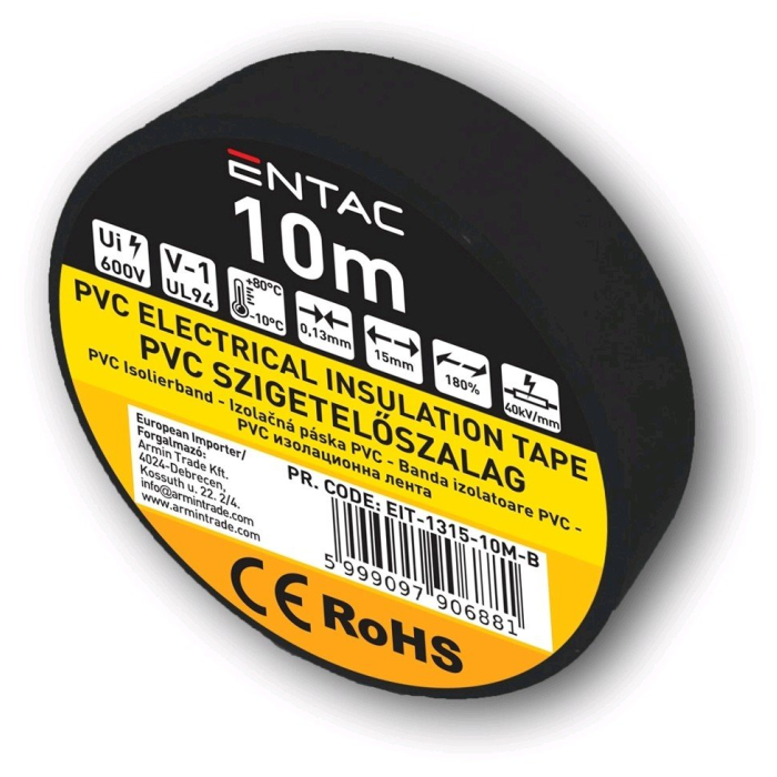 Entac EIT-1315-10M-B izolačná páska PVC 15x0,13mm čierna 10m