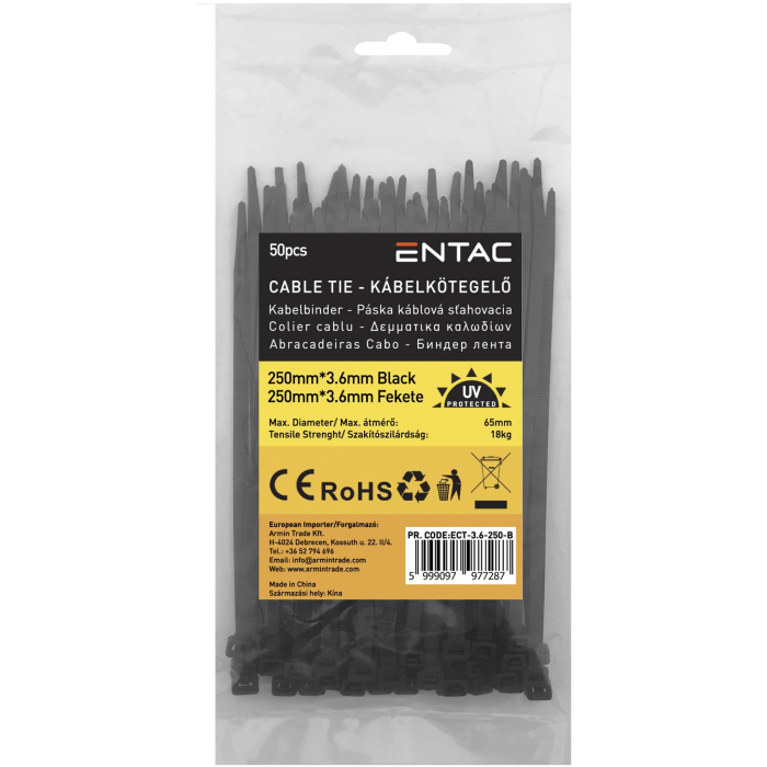 Entac ECT-3.6-250-B sťahovacia páska 3,6 x 250mm black