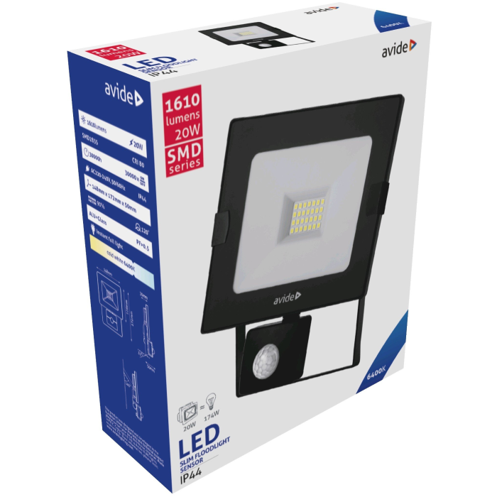 Avide LED SLIM Reflektor so senzorom SMD 20W 1610lm CW 6400K
