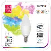 Avide LED žiarovka 5,5W E14 RGB+W SMART sviečková s WiFi