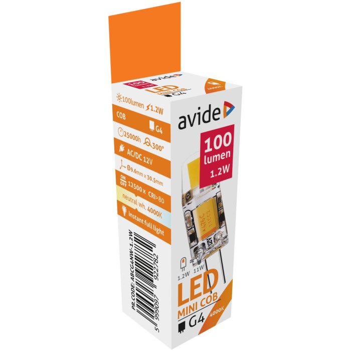 Avide LED G4 1,2W NW COB 300° (100lm)