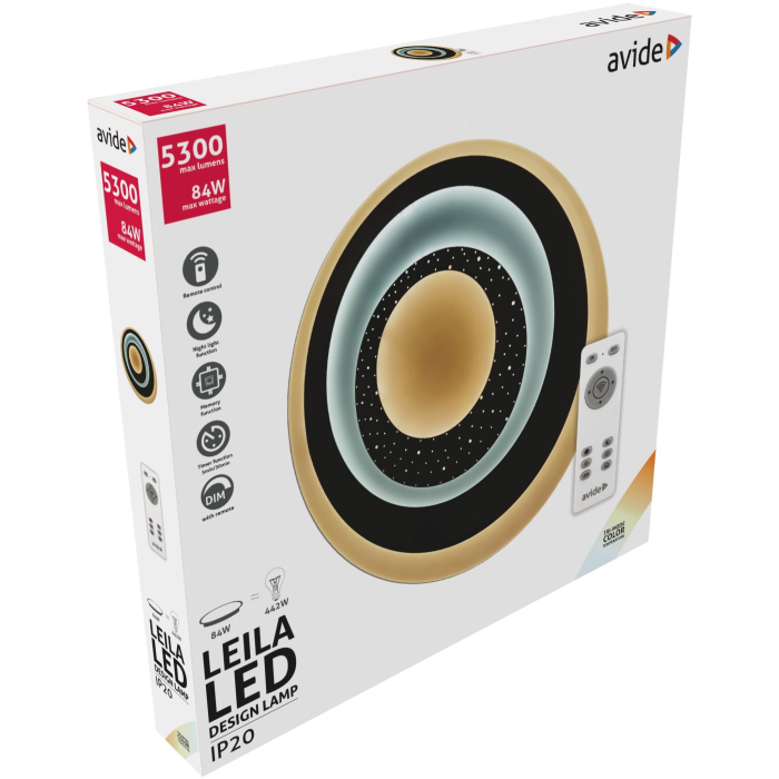Avide LED stropné svietidlo Design Leila 84W RF (42+42) 5300lm