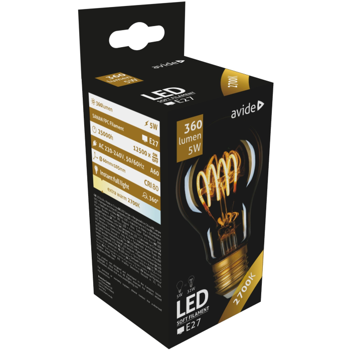 Avide LED Soft Filament Globe 5W E27 EW (360lumen)