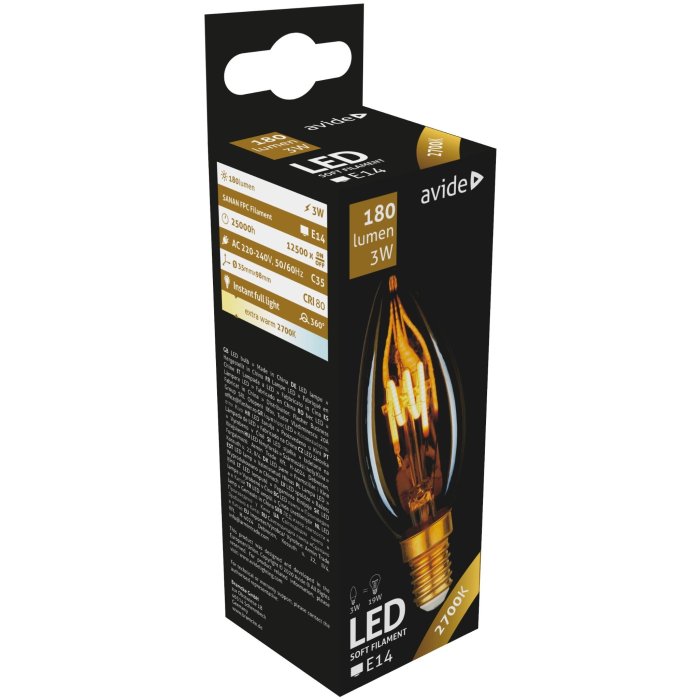 Avide LED Soft Filament Candle 3W E14 EW (180lumen)