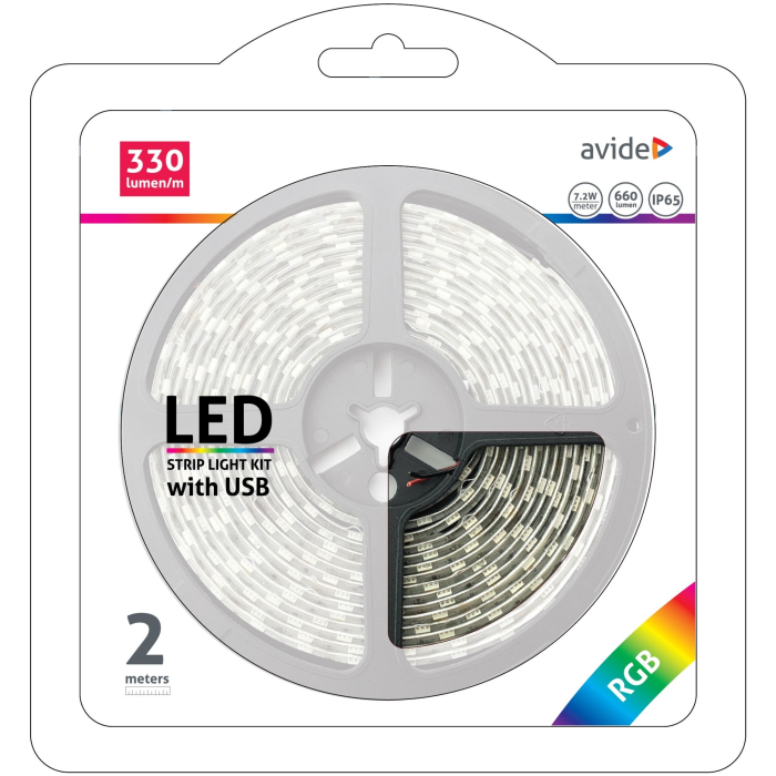 Avide LED Strip Blister 5V 7,2W RGB IP65 2m
