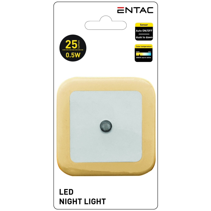 ENTAC Svietidlo orientačné/nočné 0,5W CW (štvorec) orange