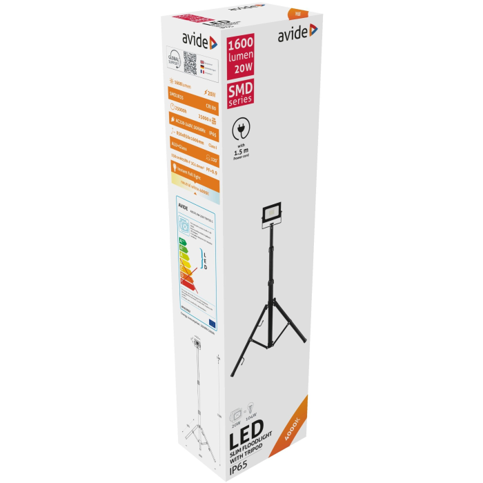 Avide stojan 1x  LED SLIM Reflektor SMD 20W NW (1600 lumen)