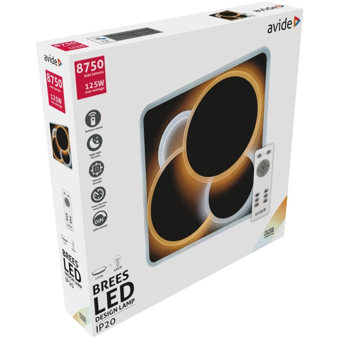 Avide LED stropné svietidlo Design Brees 125W RF (62,5+62,5) 8750lm