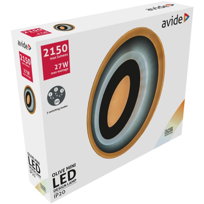 Avide LED nástenné svietidlo Design Olive mini 3switch 27W 2150lm