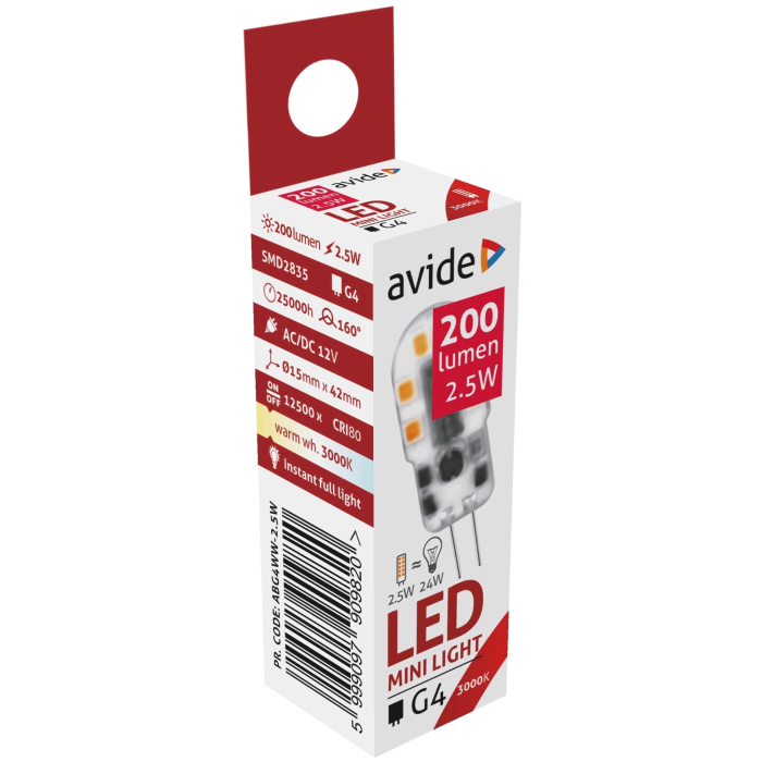 Avide LED G4 2,5W WW 160° (200lm)