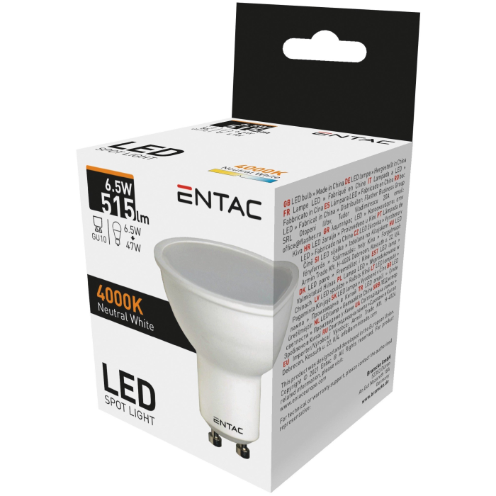 ENTAC LED Spot GU10 6,5W NW Wide Angle žiarovka reflekt.