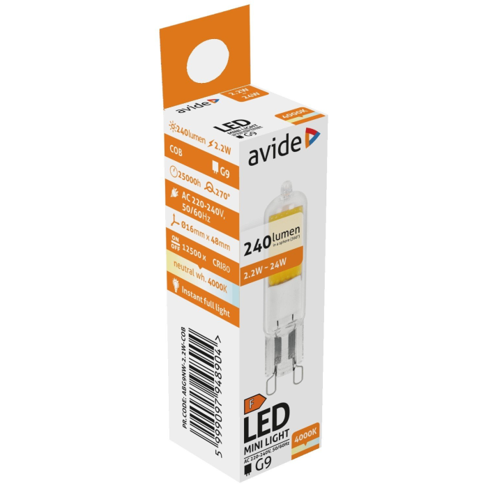 Avide LED G9 2,2W NW 300° COB (240lm)