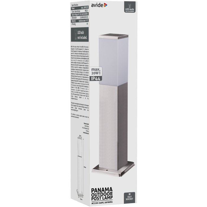 Avide Panama 1xE27 Outdoor lampa stoj. 500mm IP44 saten-nikel