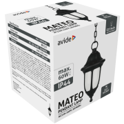 Avide Mateo 1xE27 Outdoor lampa závesná IP44 čierna