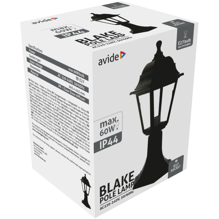 Avide Blake 1xE27 Outdoor lampa stoj. 415mm IP44 čierna