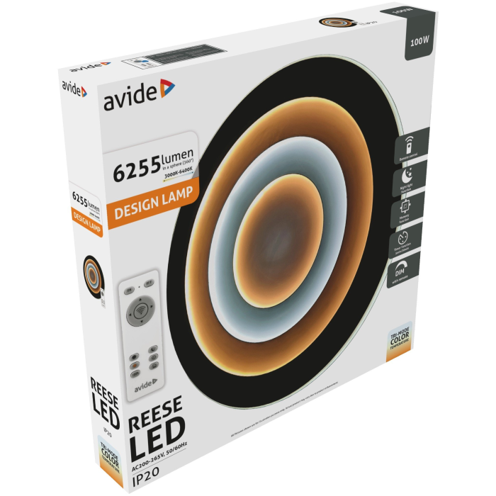 Avide LED Design Reese 100W RF (50+50) stropné svietidlo 6255lm
