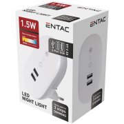 ENTAC Svietidlo orientačné/nočné 1,5W WW 2xUSB port stmievateľné