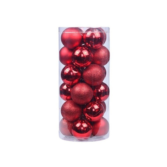 Artezan vianočná ozdoba - guľe 8cm 24kus/krabica Red